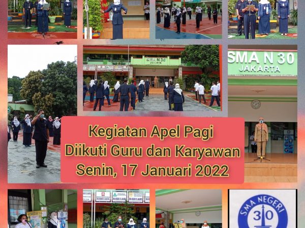PELAKSANAAN APEL PAGI DIIKUTI GURU DAN KARYAWAN
