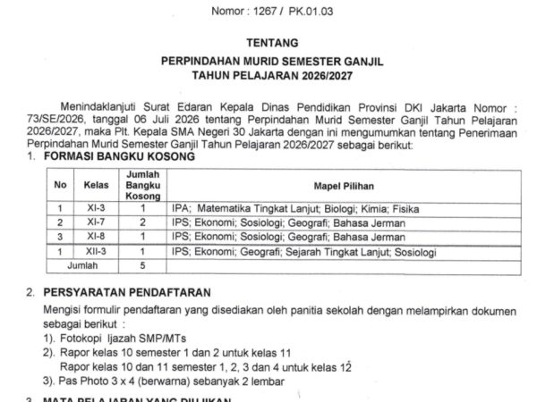 PERPINDAHAN MURID SEMESTER GANJIL TAHU N PELAJARAN 2026/2027